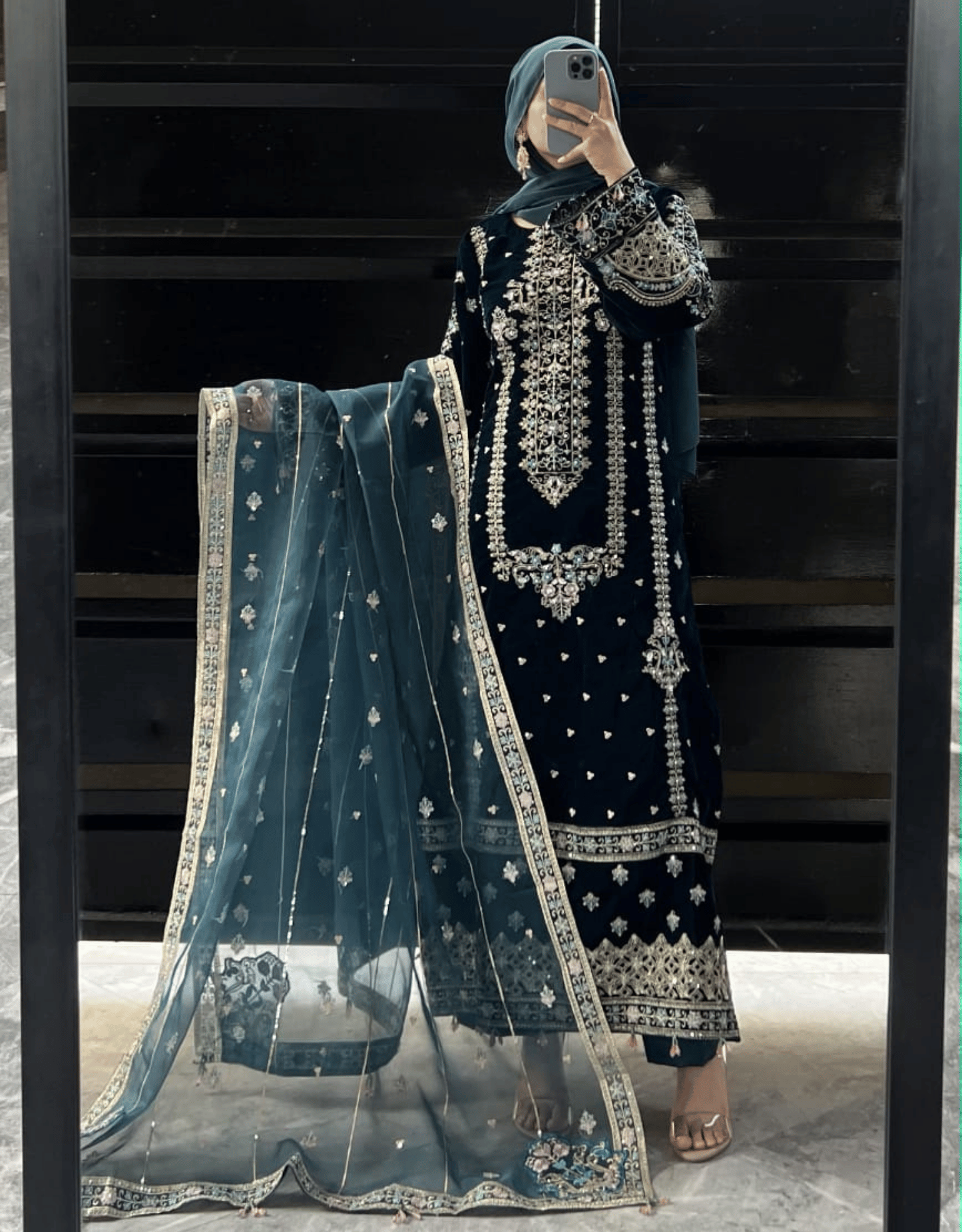 Wedding Exclusive Micro Velvet 3PC Suit Handmade Embroidery