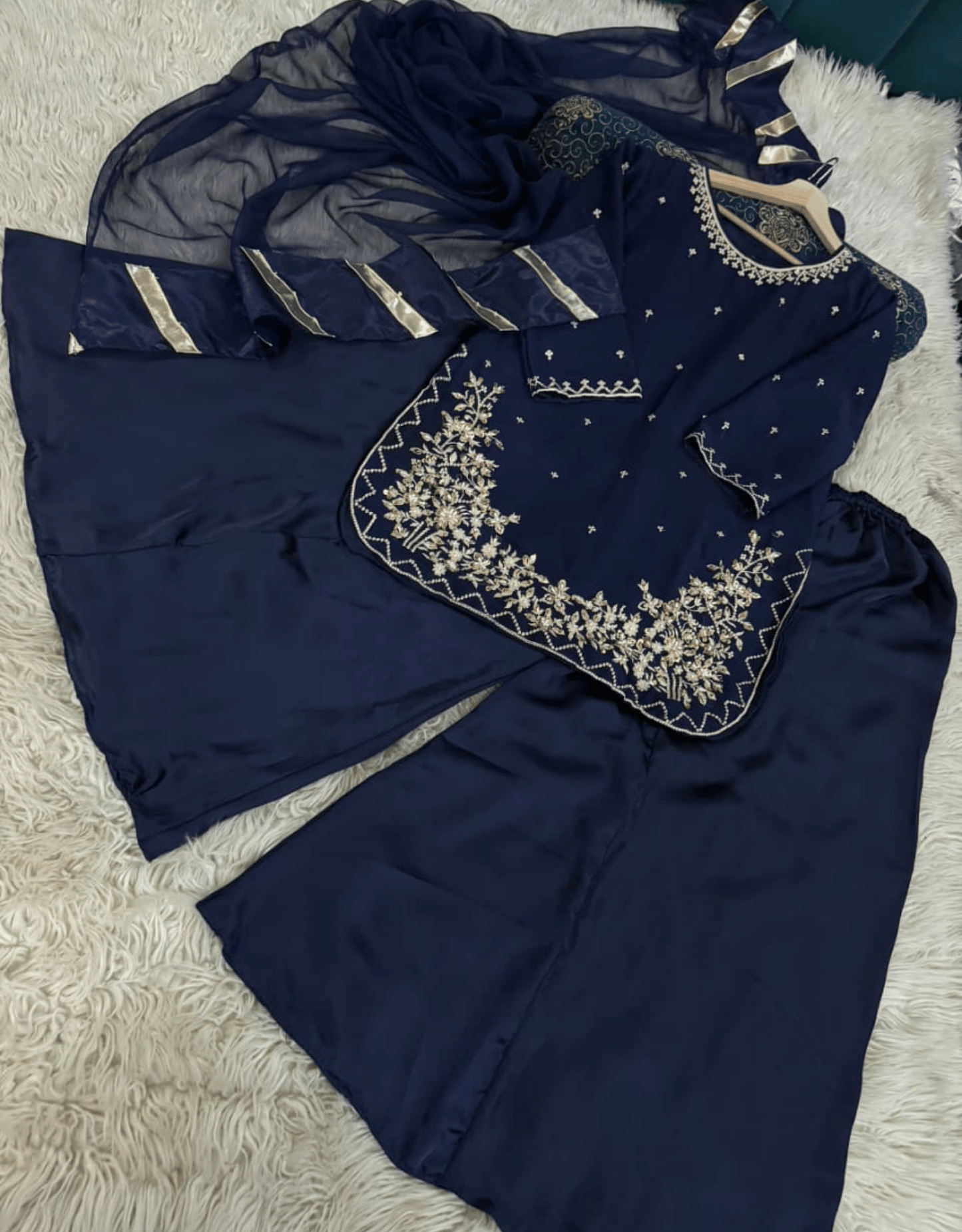 Party Wear 3PC Chiffon Sharara Suit – Heavy Embroidery